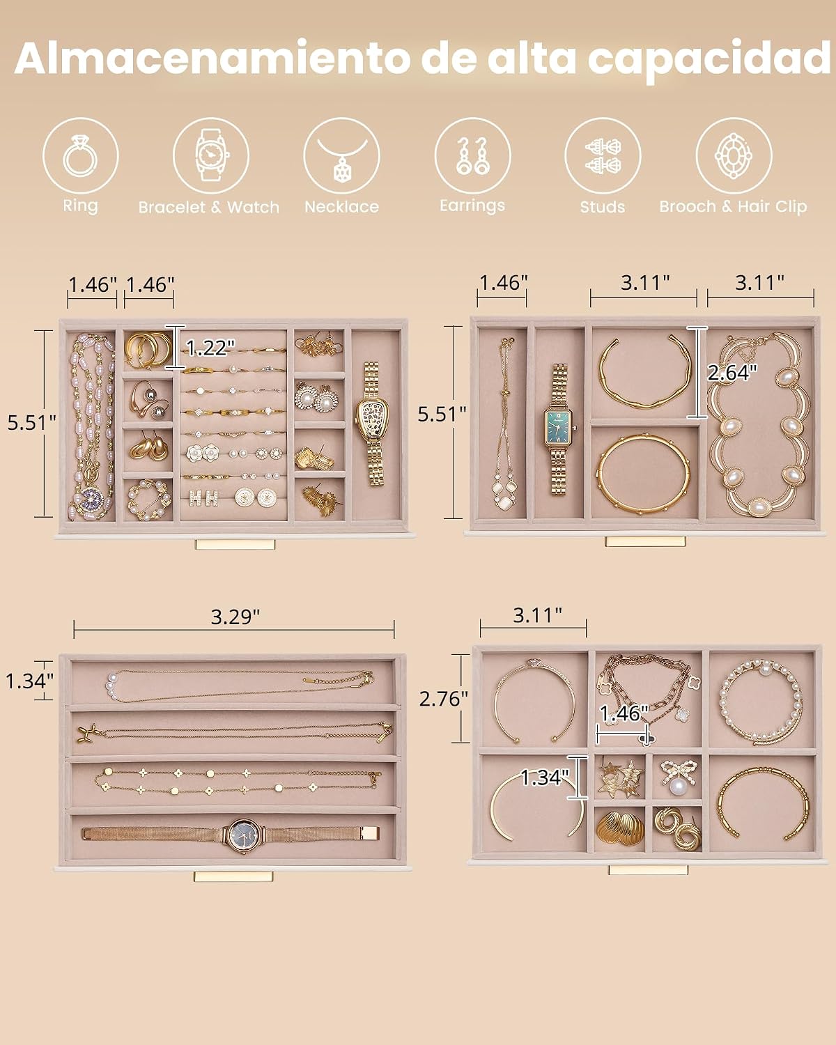 Caja Organizadora de Joyas Lolalet, Organizadores de Joyas de 4 Cap...