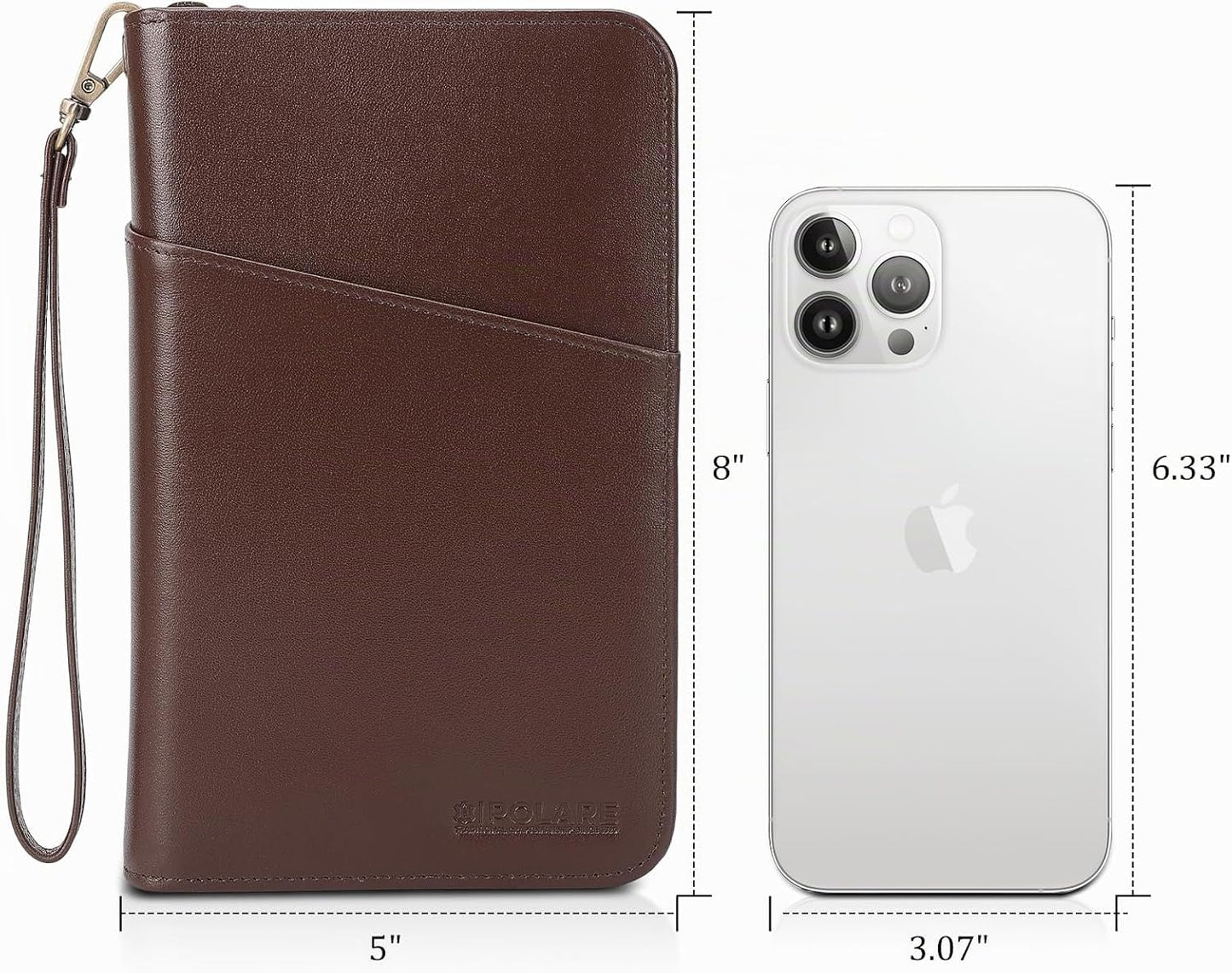 Polare - Funda para pasaporte de cuero de grano completo para hombr...