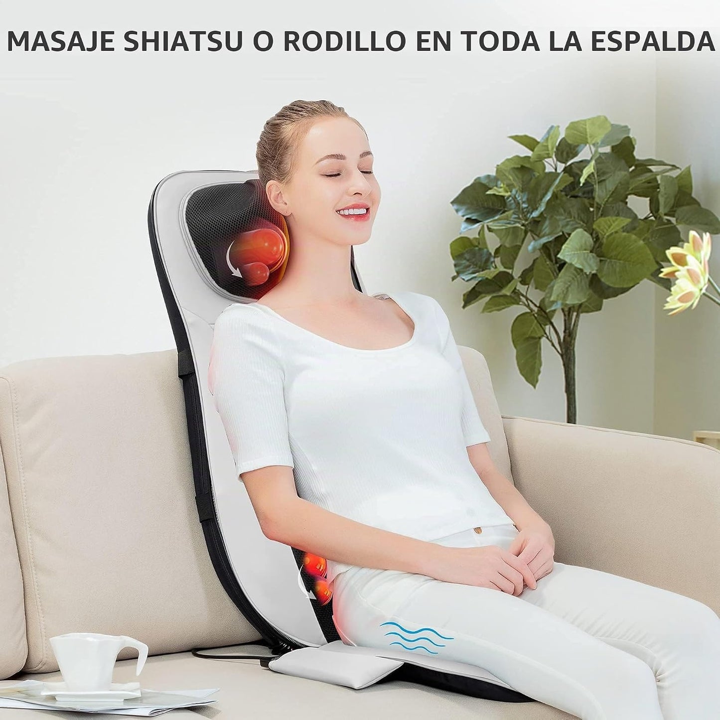 Snailax Masajeador de espalda con calor, almohadilla ajustable para...