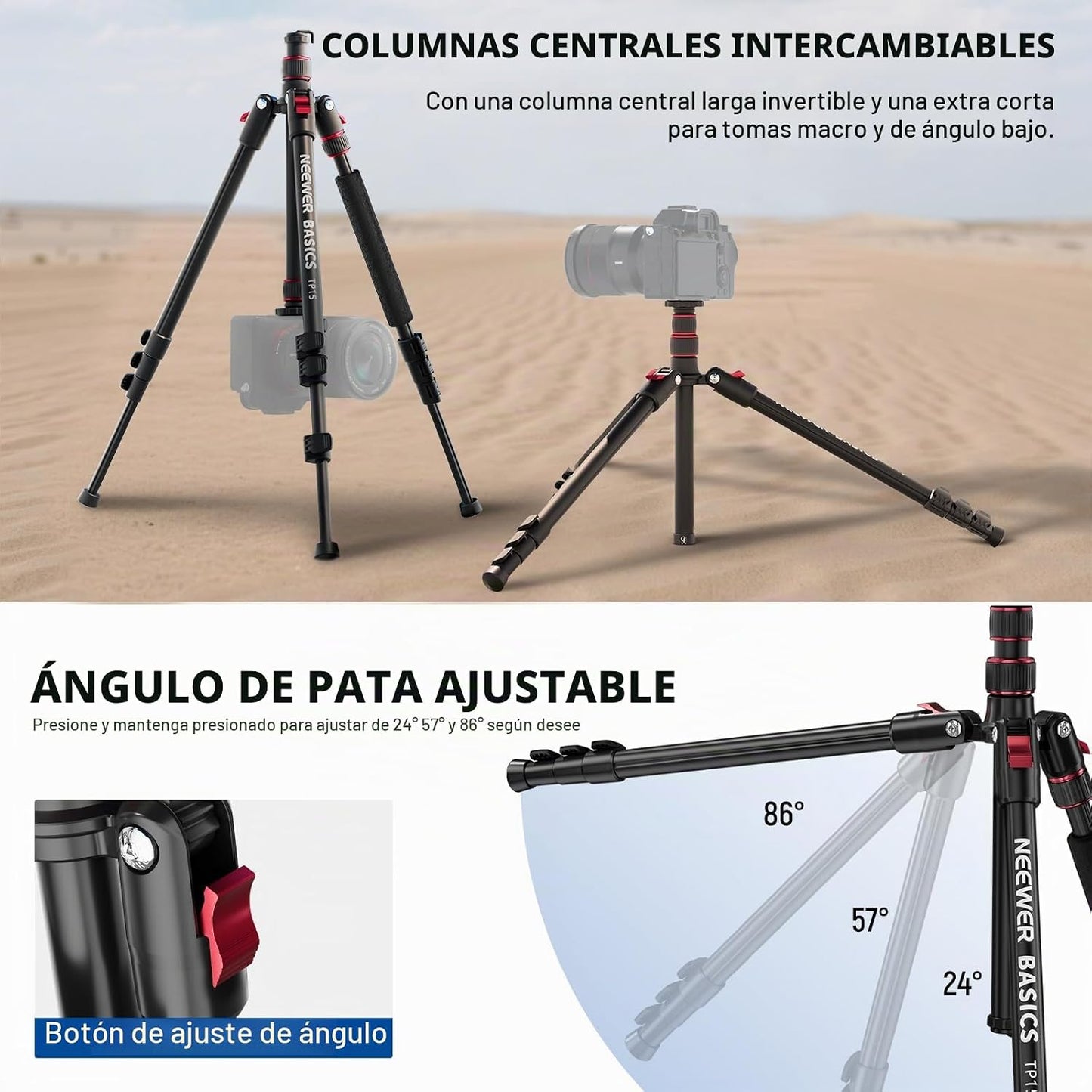 NEEWER Basics TP15 - Trípode monopie para cámara, 68 pulgadas, de m...