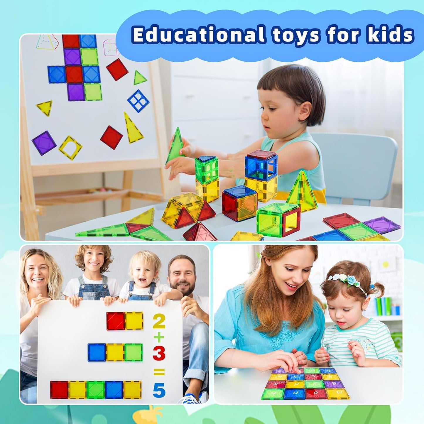 Juguetes magnéticos para niños y niñas preescolares, bloques magnét...