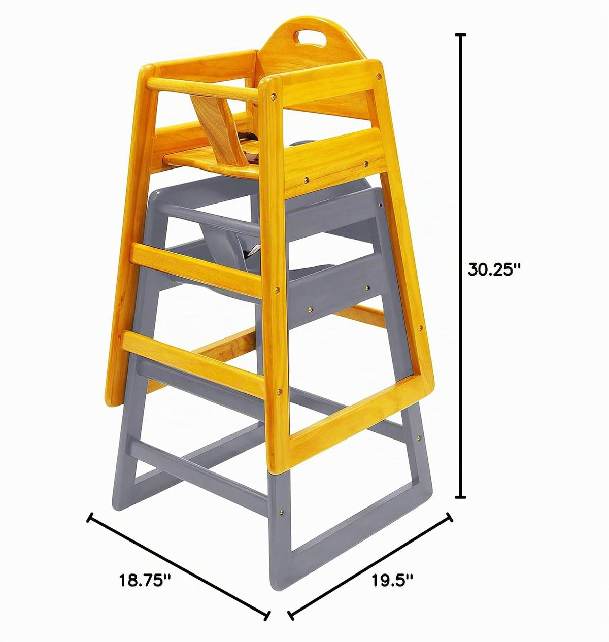 Silla alta de madera para bebés y niños pequeños, silla alta apilab...