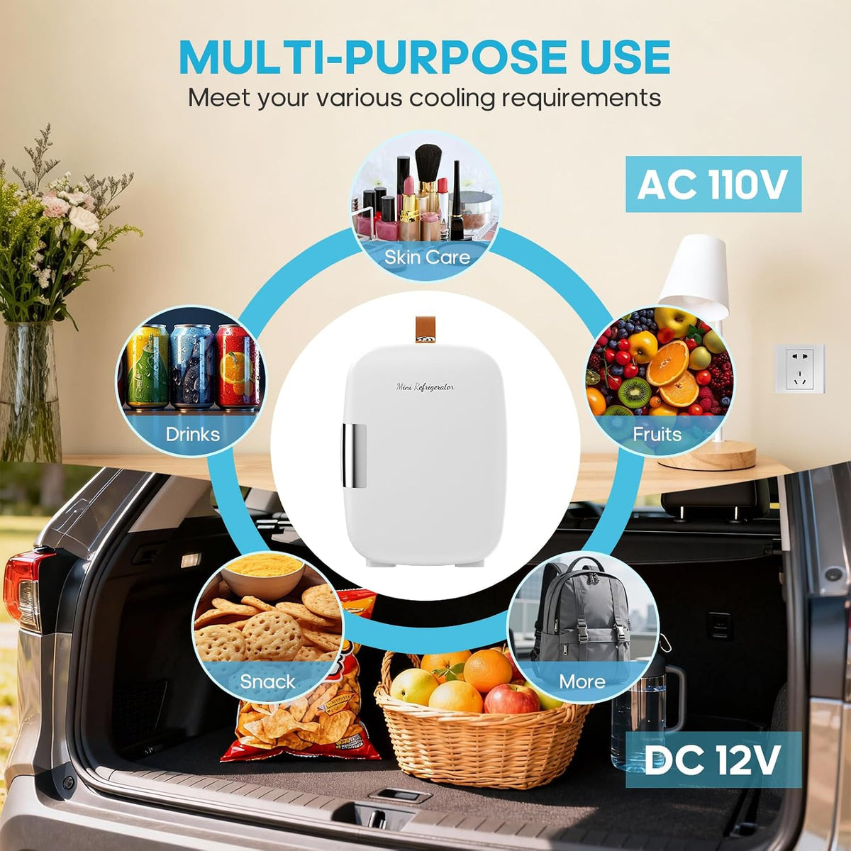 DUMOS Mini refrigerador para dormitorio, refrigerador personal comp...