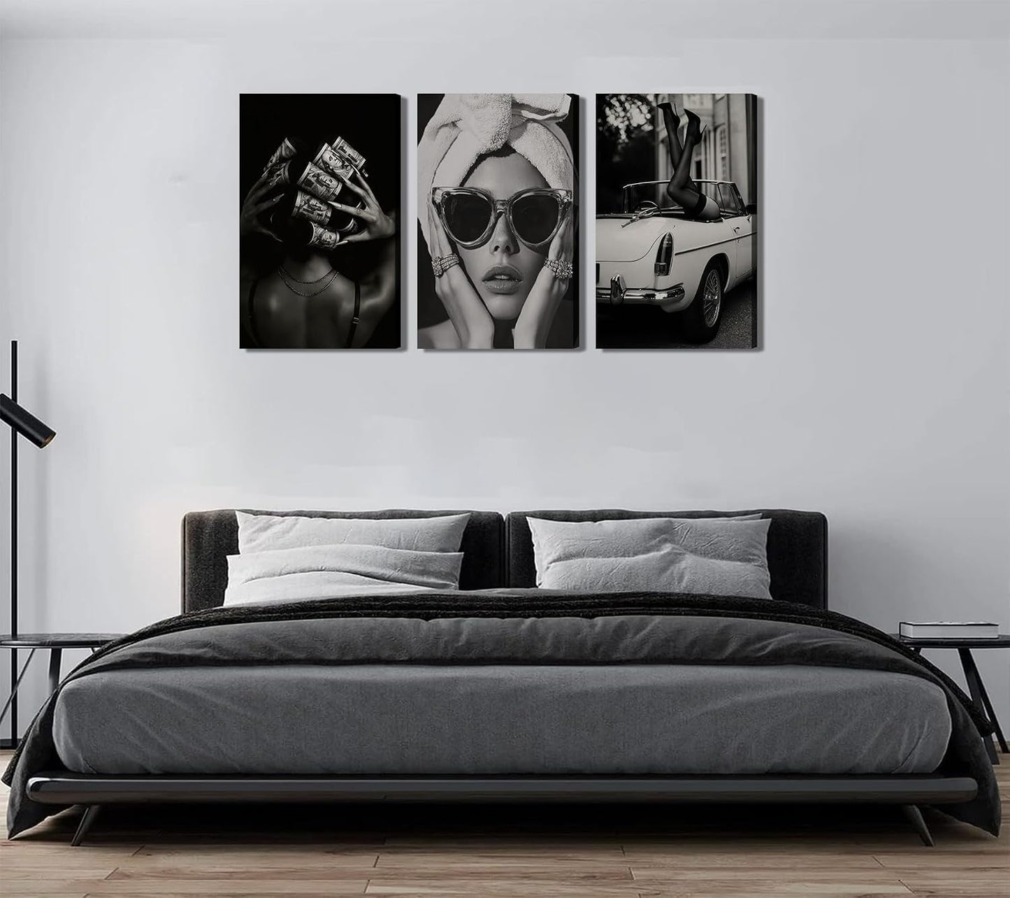 Lienzo de moda para mujer, arte de pared en blanco y negro, decorac...