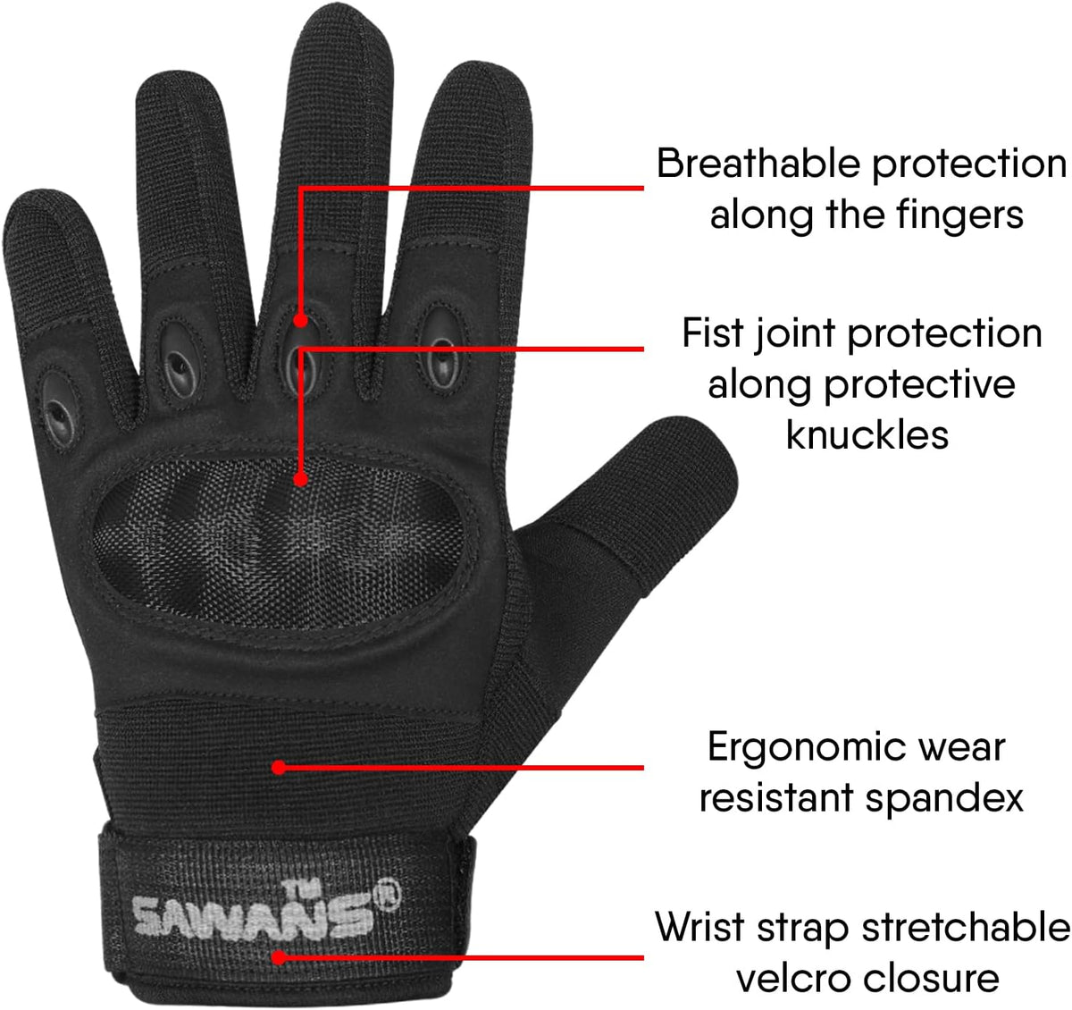 SAWANS Guantes de moto deportes de motocicleta dedo completo ATV eq...