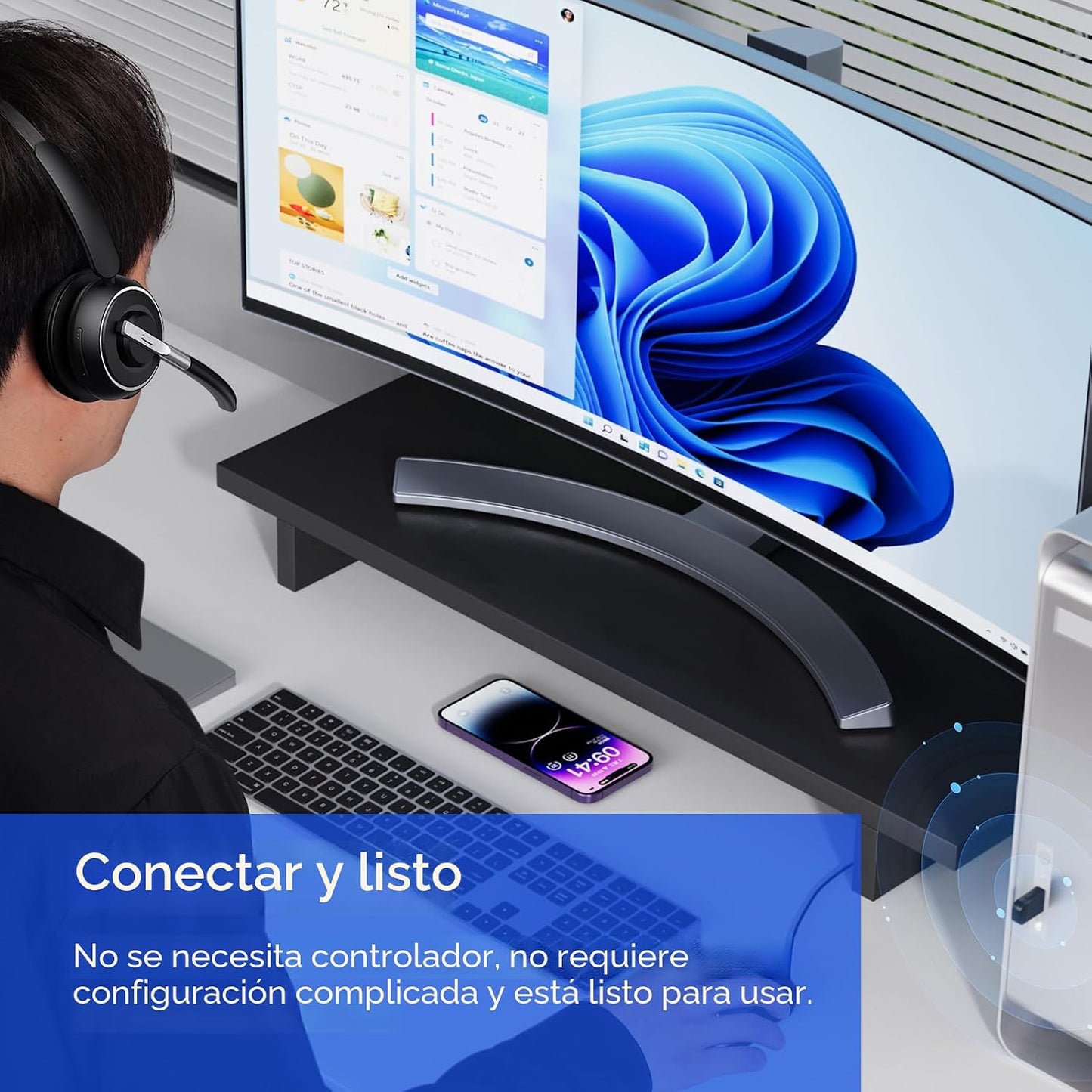 Auriculares Bluetooth, Auriculares Inalámbricos con Micrófono para...