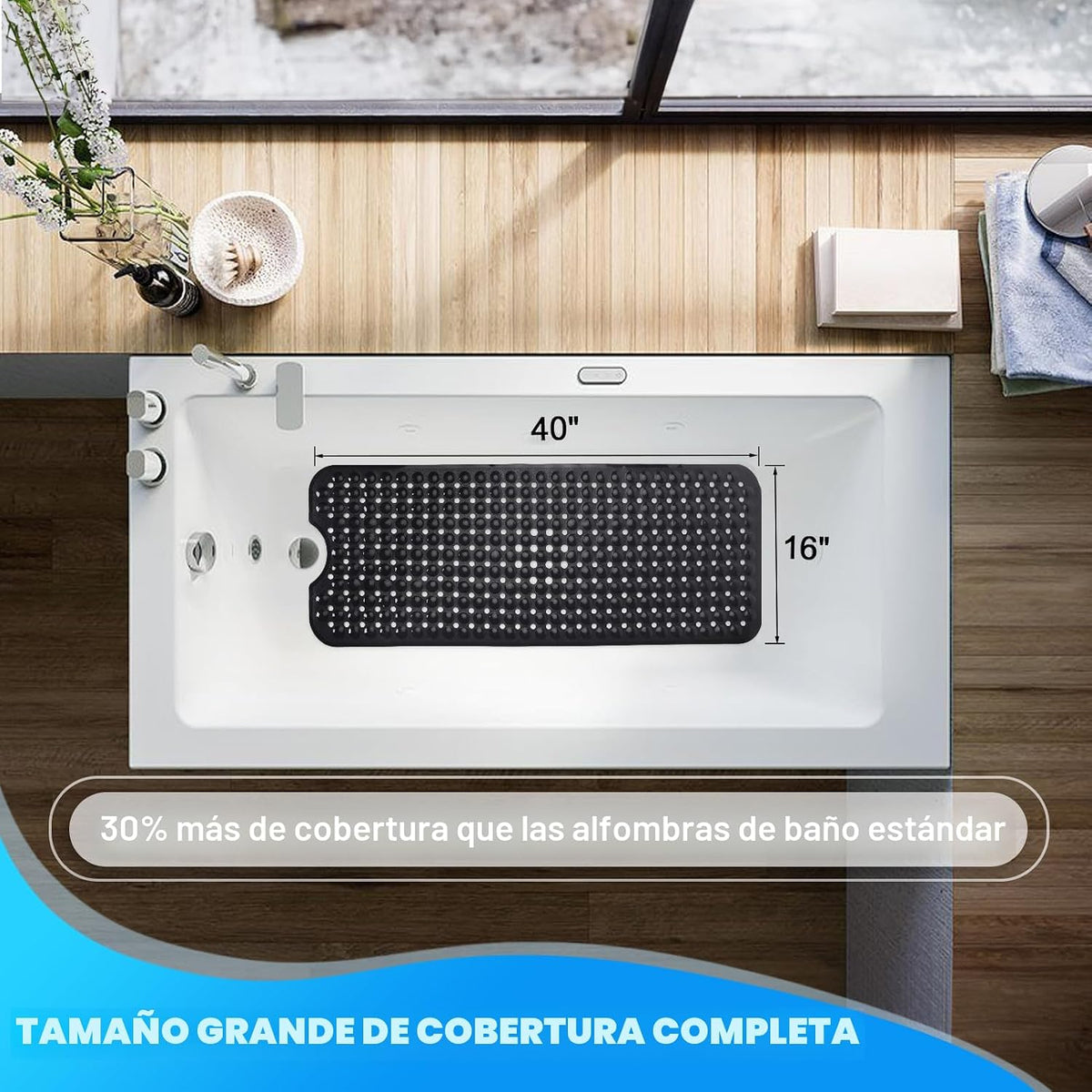 Linoows - Alfombrillas para bañera y ducha, 40x16 pulgadas extra gr...