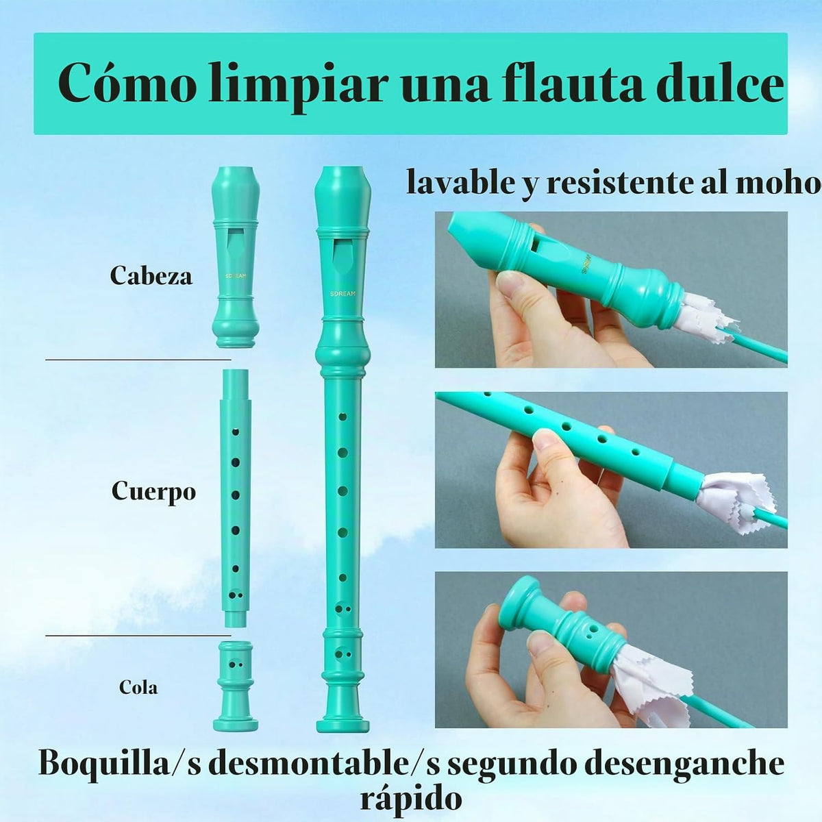 SDREAM Flauta dulce soprano para niños principiantes y estudiantes,...