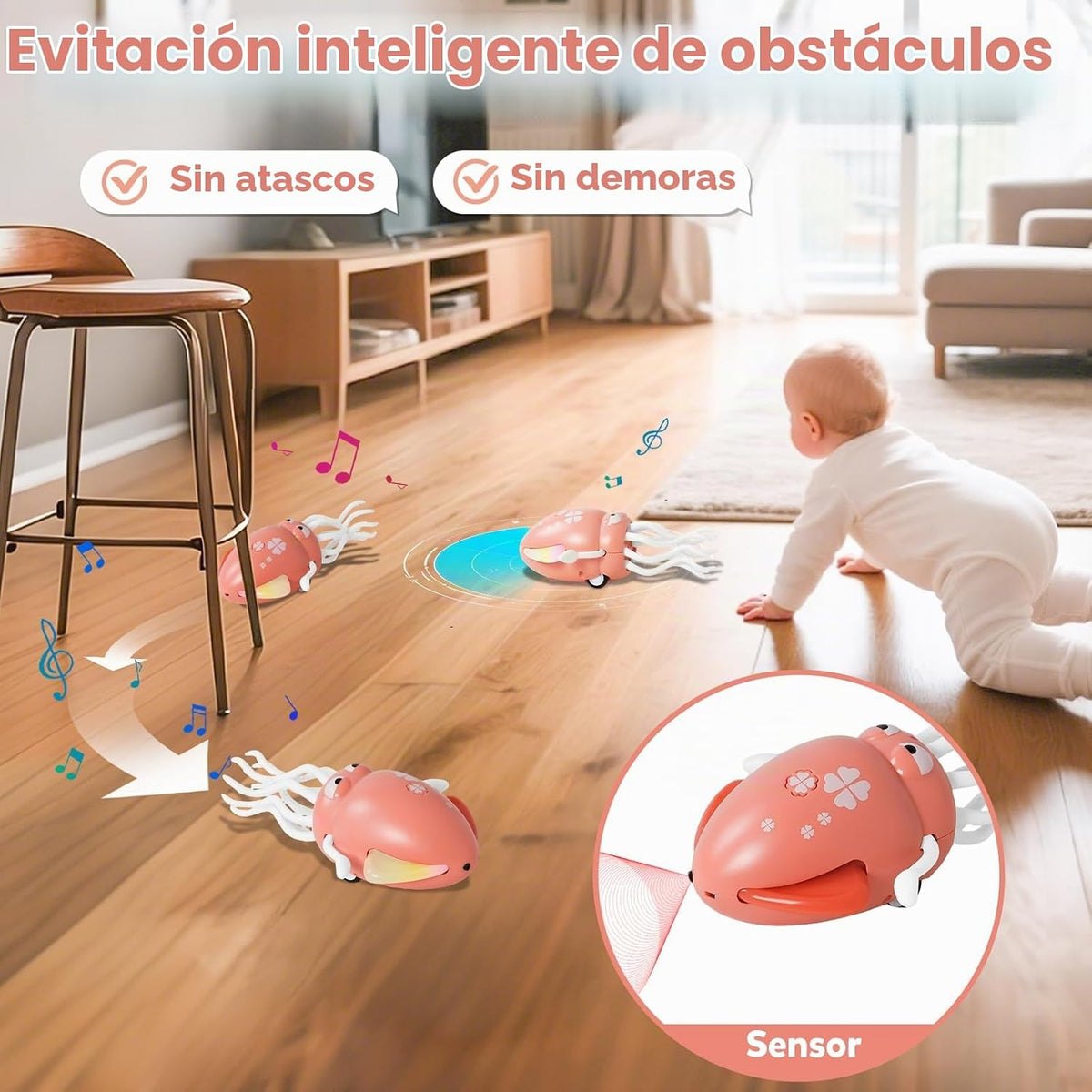 Juguetes de Pulpo Bailarín para Bebé Niña, Calamar Rosa Gateando, J...