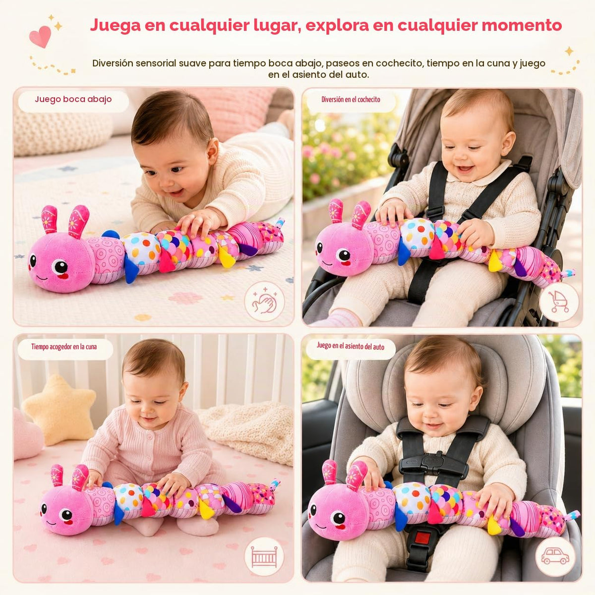 Juguetes sensoriales de oruga para bebés de 0 a 6 a 12 meses | Jugu...