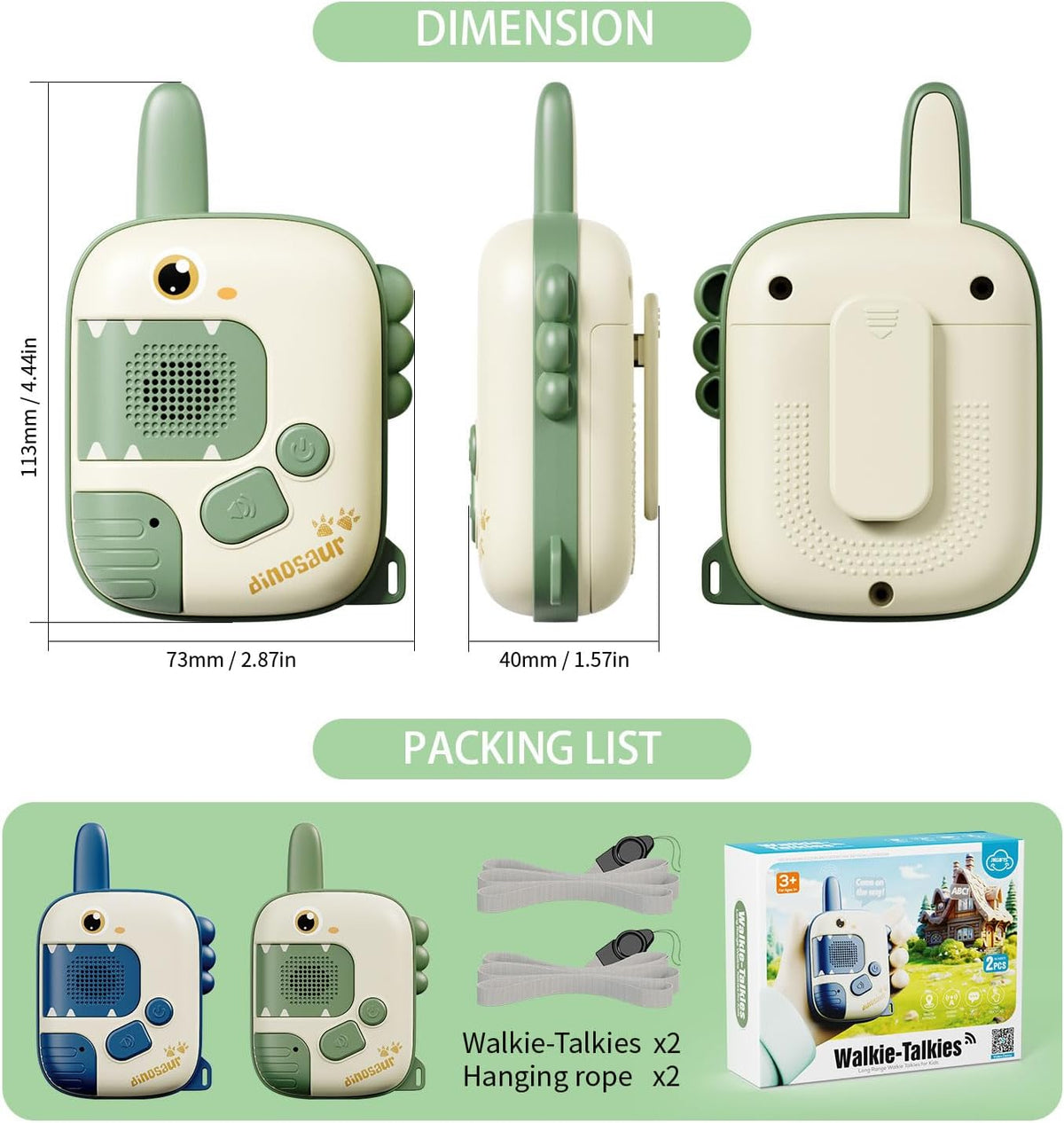 Dino Walkie Talkies para niños, juguetes de dinosaurio para niños d...