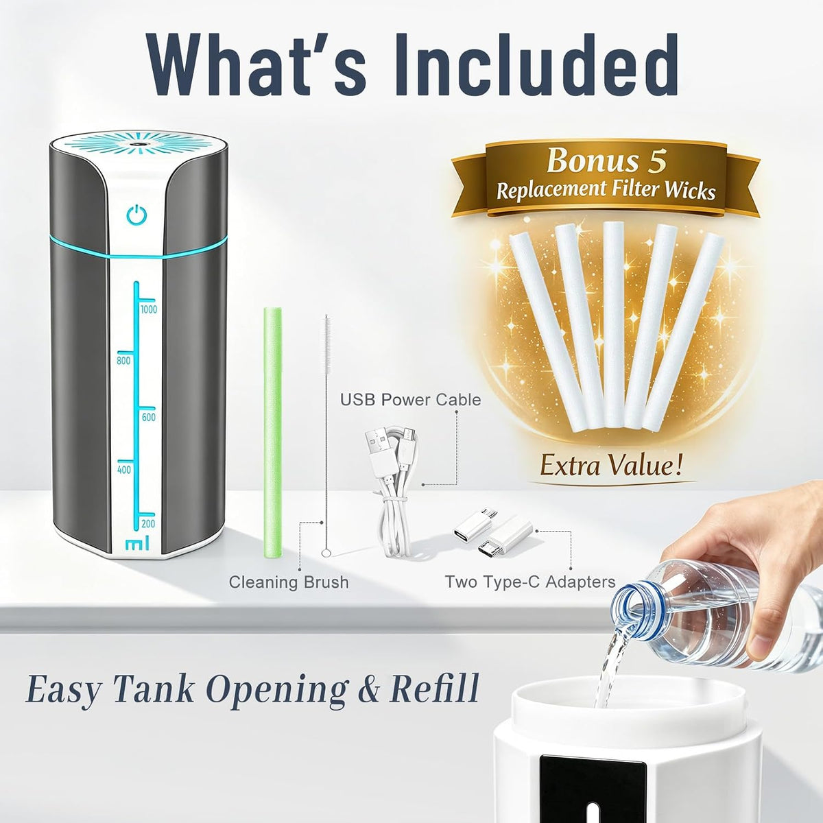 Bsdgeclogy Humidificador de niebla fría para dormitorio, humidifica...