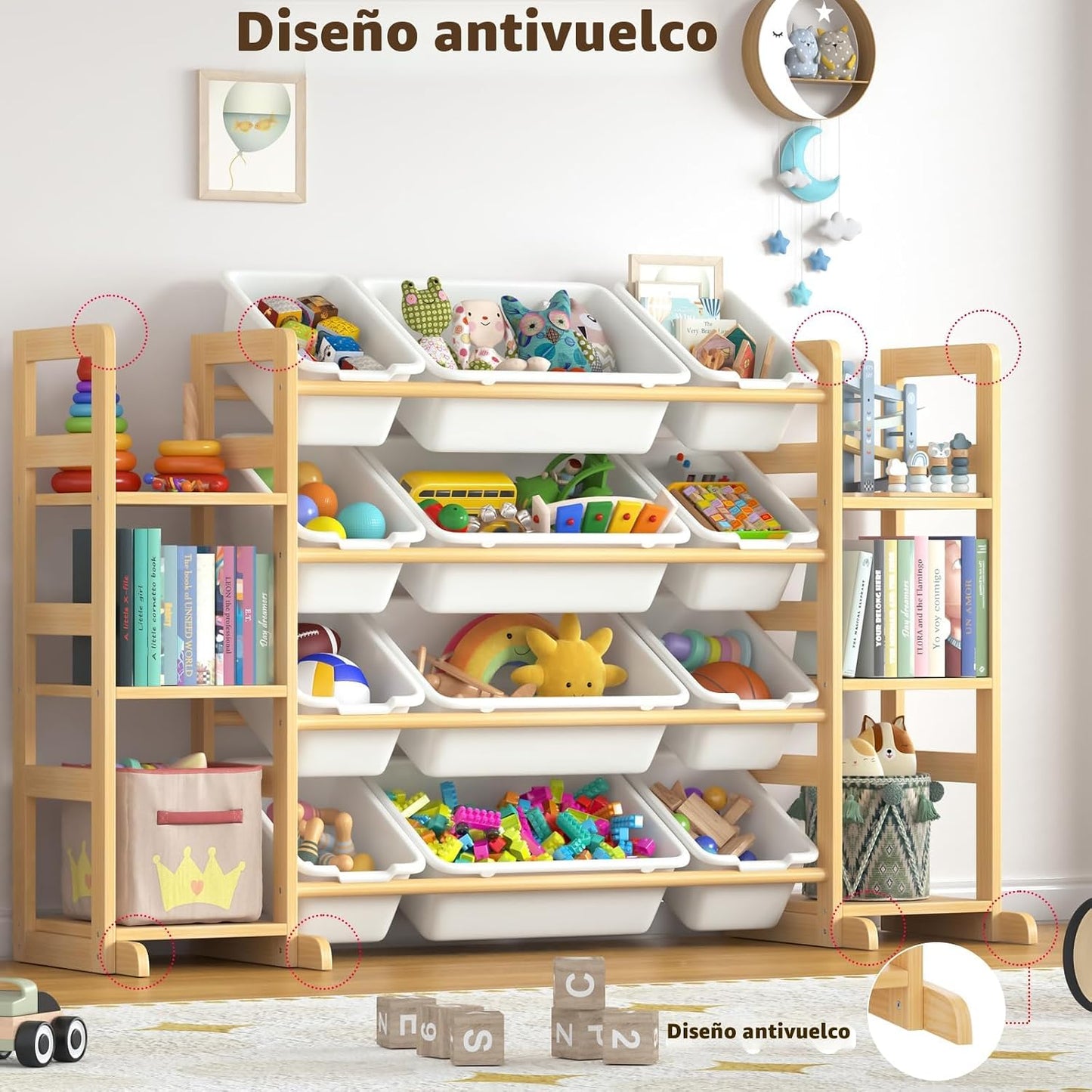 Ratulie Organizador grande de almacenamiento de juguetes para niños...