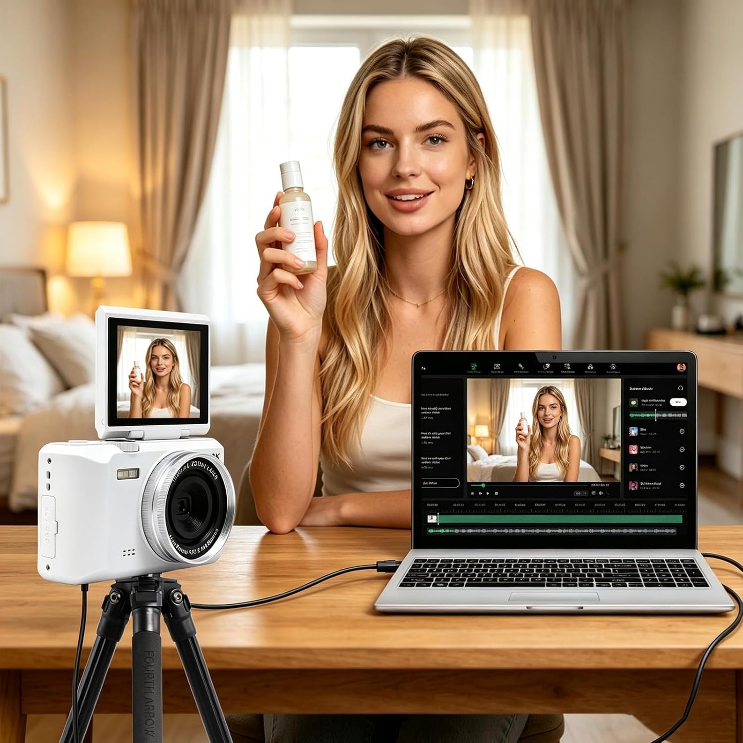 Cámara digital 8K, cámara de enfoque automático de 96 MP con pantal...