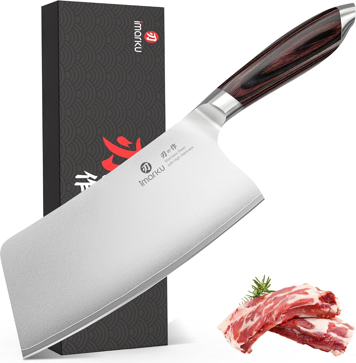 imarku Cuchillo de carnicero de 7.5 pulgadas, cuchillo japonés de a...