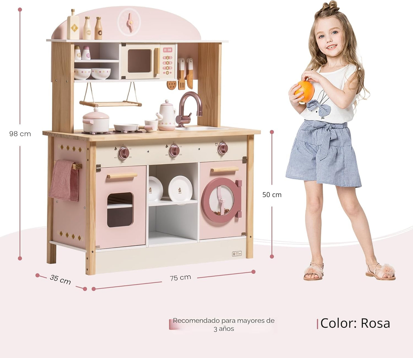 ROBUD Cocina de Juego para Niños Pequeños, Cocina de Juego de Mader...