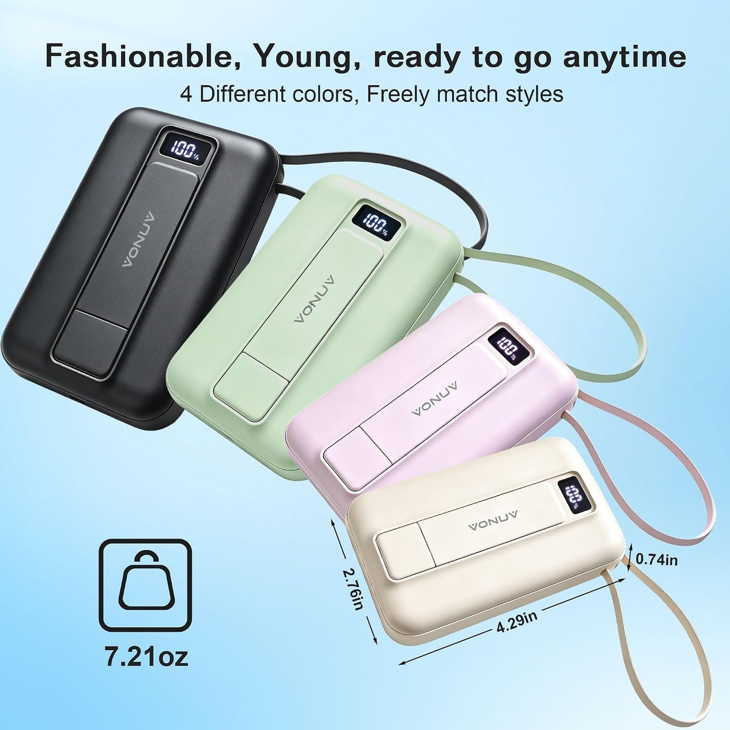 VONUV Batería externa magnética de 10000 mAh, cargador rápido con c...