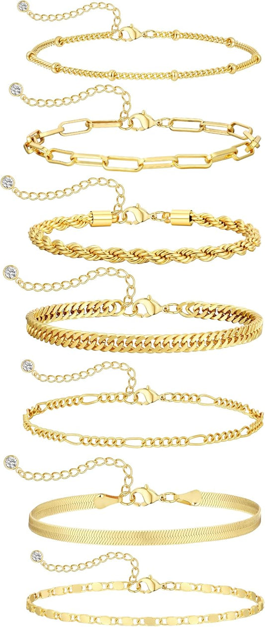 BERISO Pulseras de oro para mujer, elegante pulsera ajustable chapa...