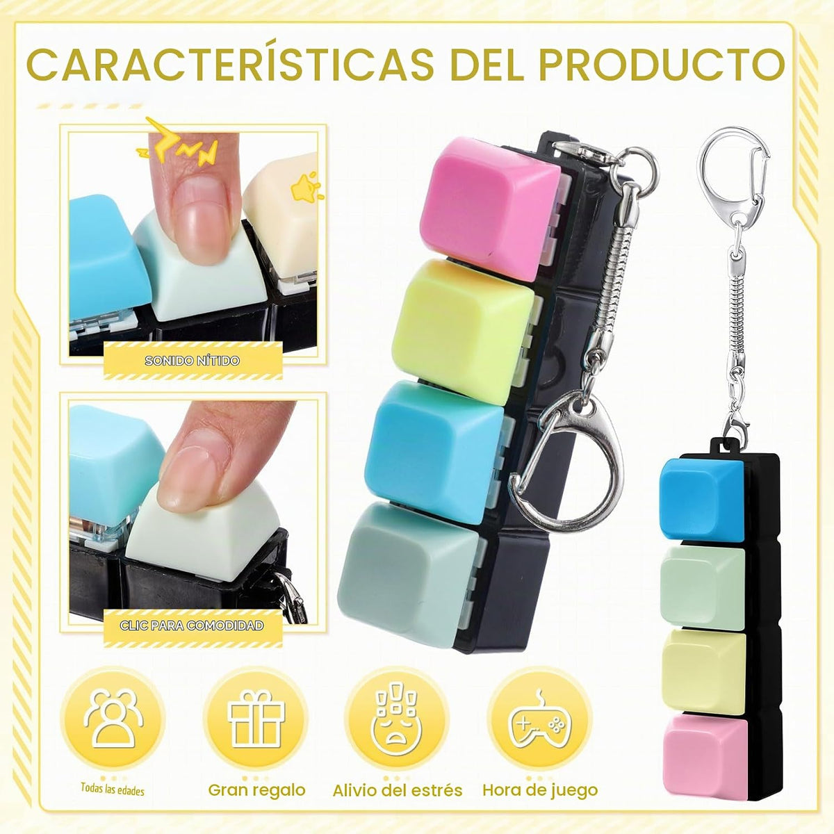 Halloscume 4 piezas de juguete para ansiedad con teclado, 4 en 1 Cl...