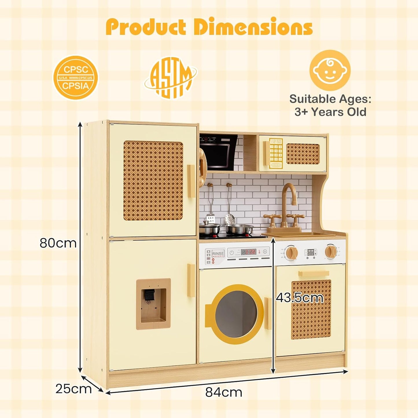 Costzon Juego de cocina para niños, juguete Montessori de madera pa...