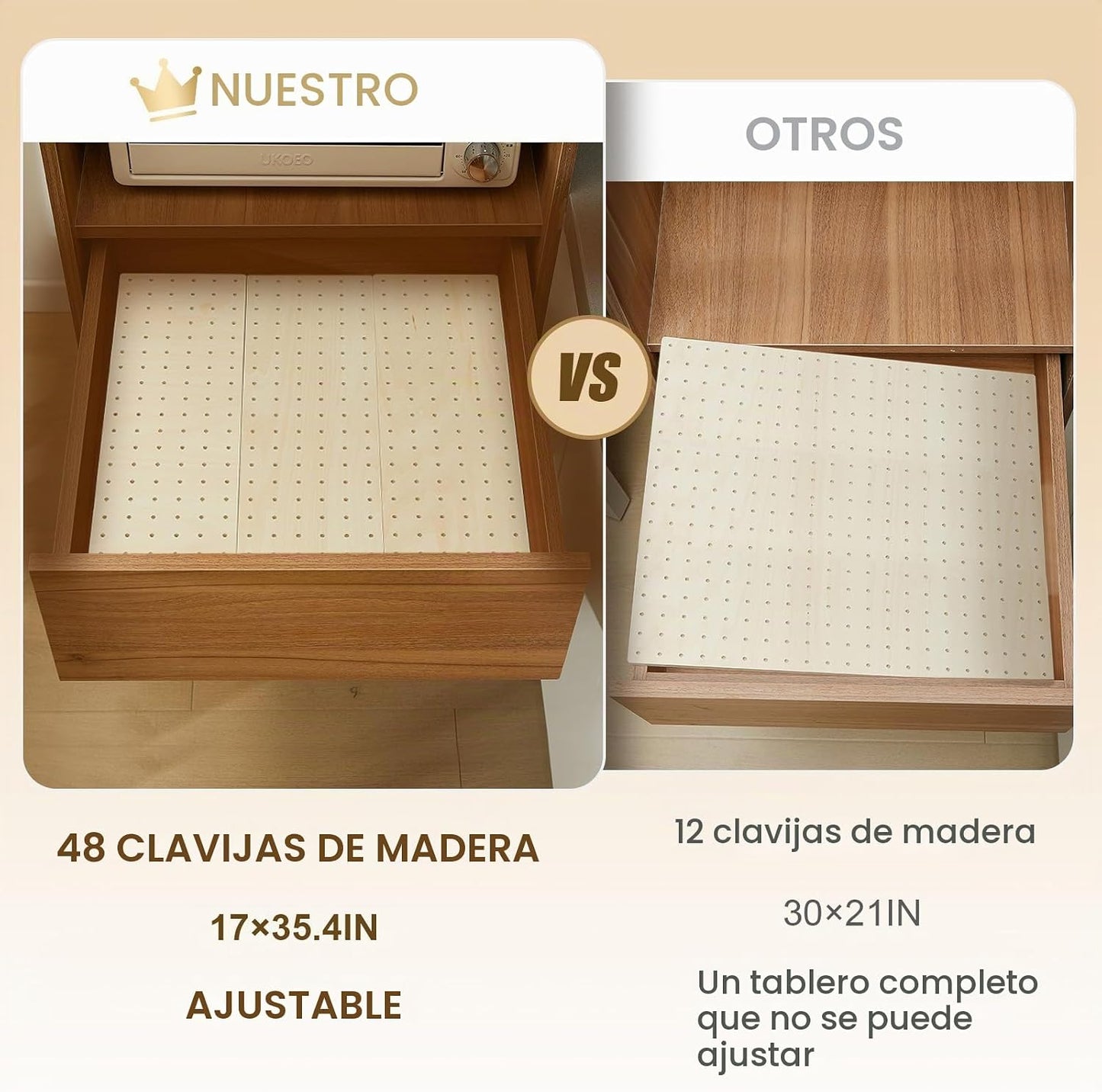 Kigley Organizador de cajones de madera de 6 piezas, color madera,...