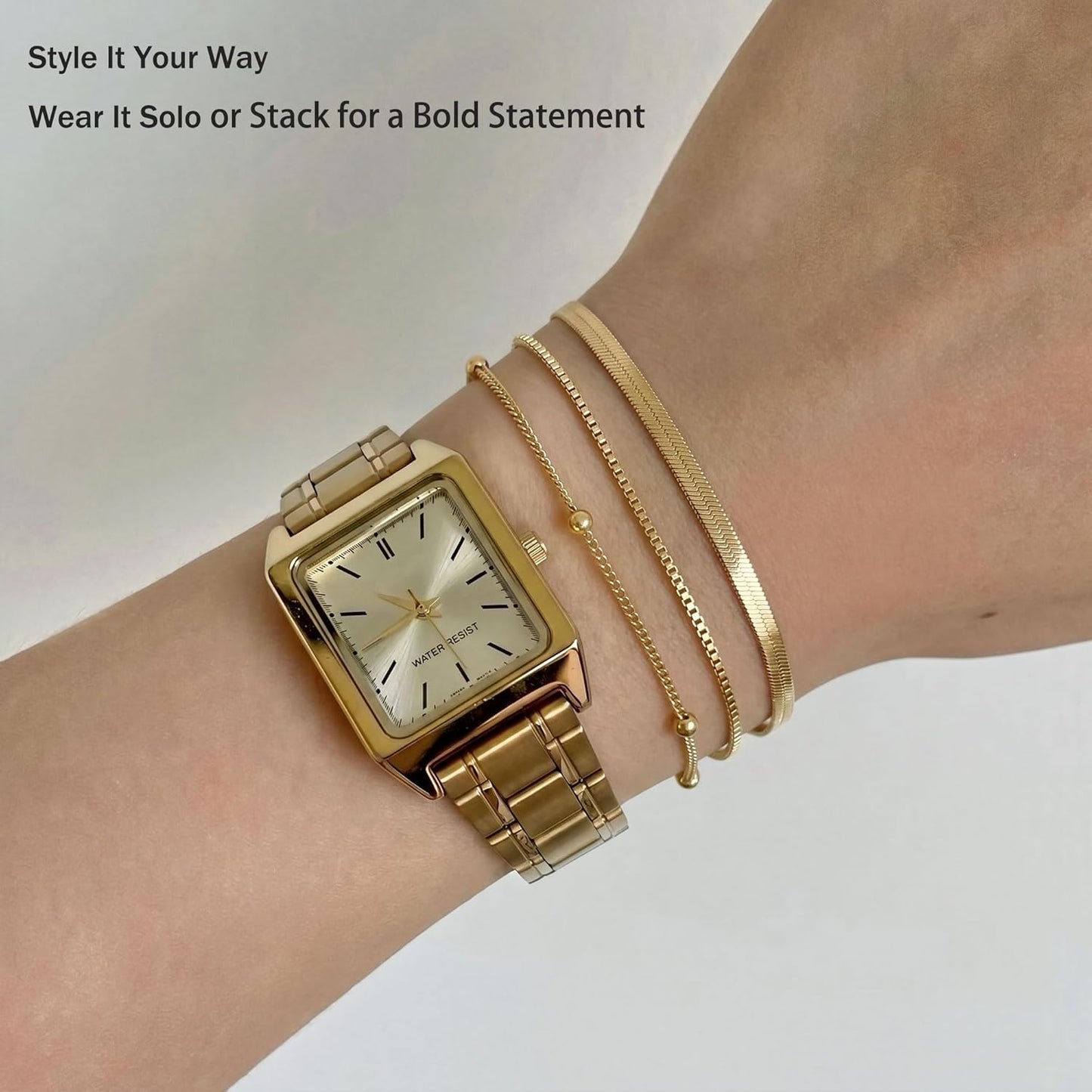 Dearmay Pulseras de oro para mujer, resistentes al agua, chapadas e...