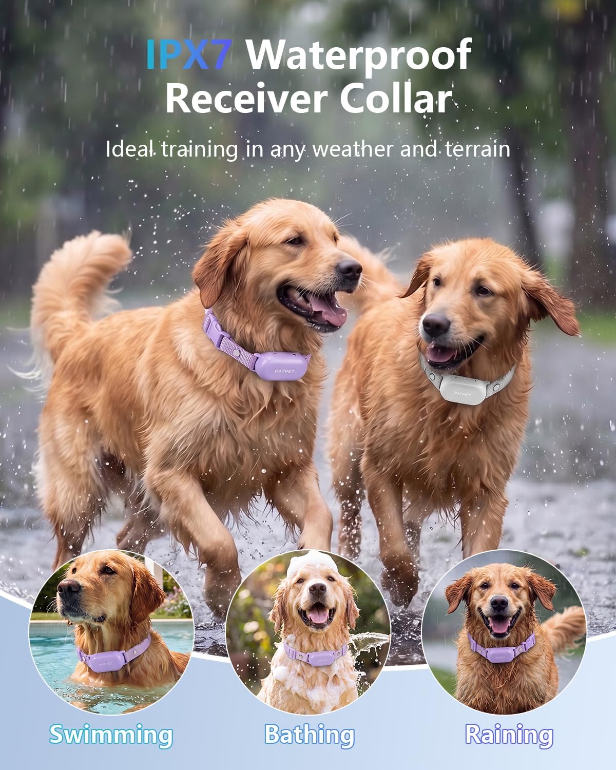 PATPET Collar de choque para perros (10 a 120 libras), collar de en...
