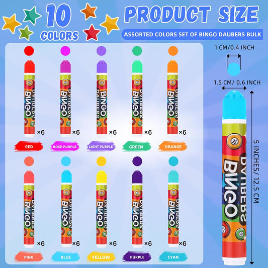 Crtiin Juego de 60 marcadores de puntos de colores mixtos en 10 col...