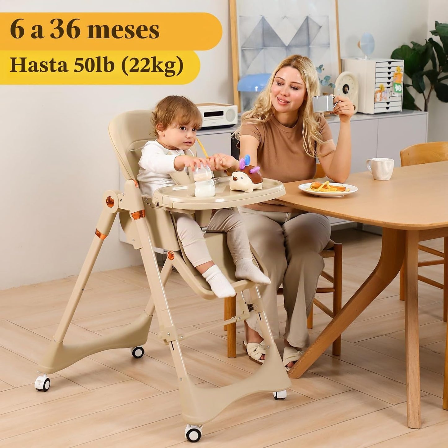 Silla alta 6 en 1 | Silla alta convertible para recién nacido a niñ...