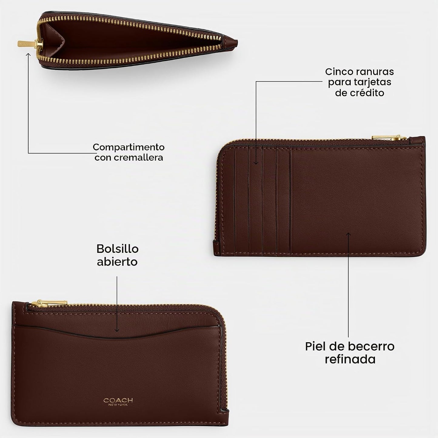 Cartera pequeña con cremallera Coach New York