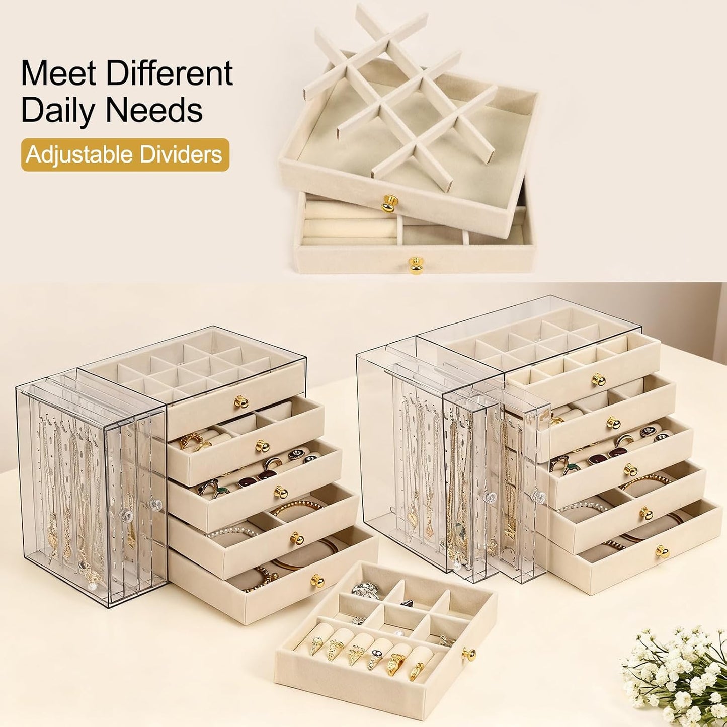 Greenfeather Organizador de joyas y almacenamiento con 7 cajones ex...
