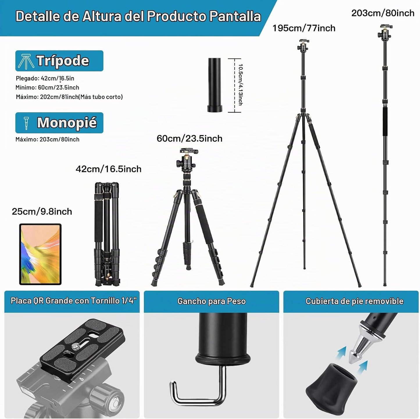 Trípode DSLR Profesional para Fotografía - Alto, Ligero y Resistent...