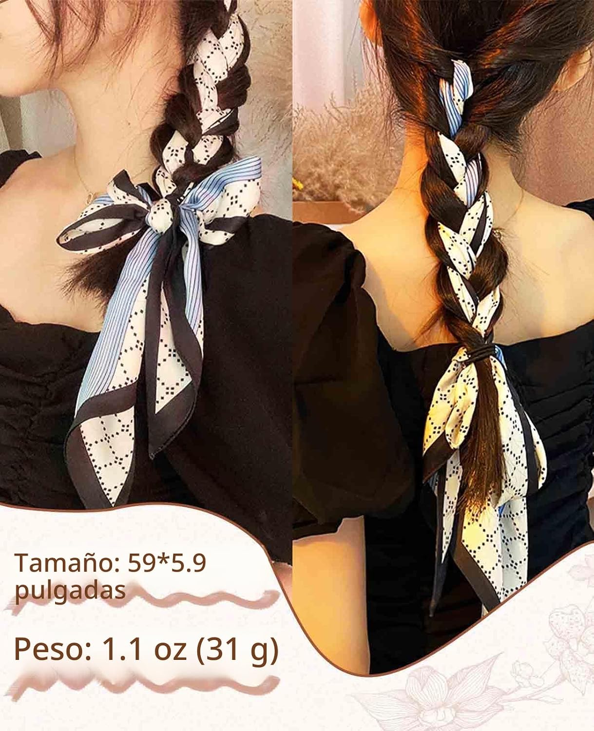Clysoru Bufanda de satén para el cuello para mujer, bufandas para e...