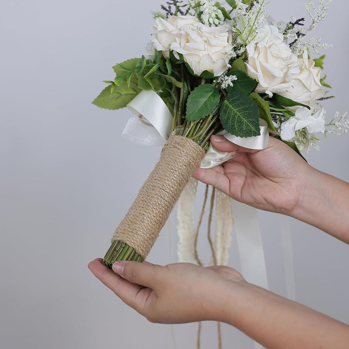 Ramo grande de flores artificiales de champán de 9.5 "para deco...
