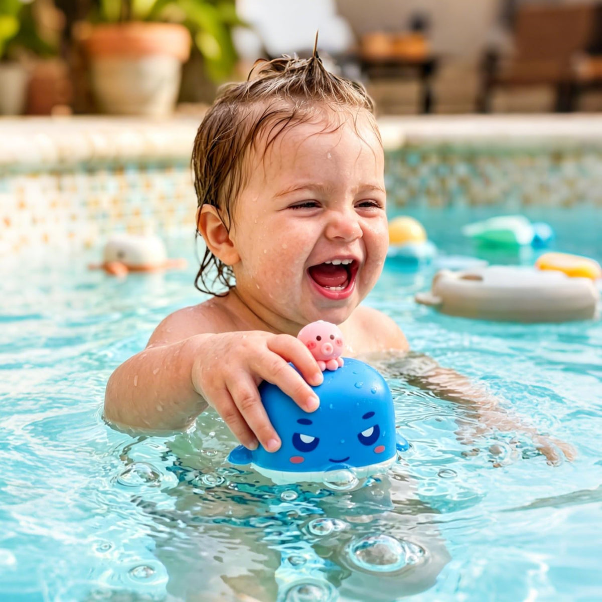 Sizobi Aspersor de baño de ballena iluminado para niños de 1 a 3 añ...