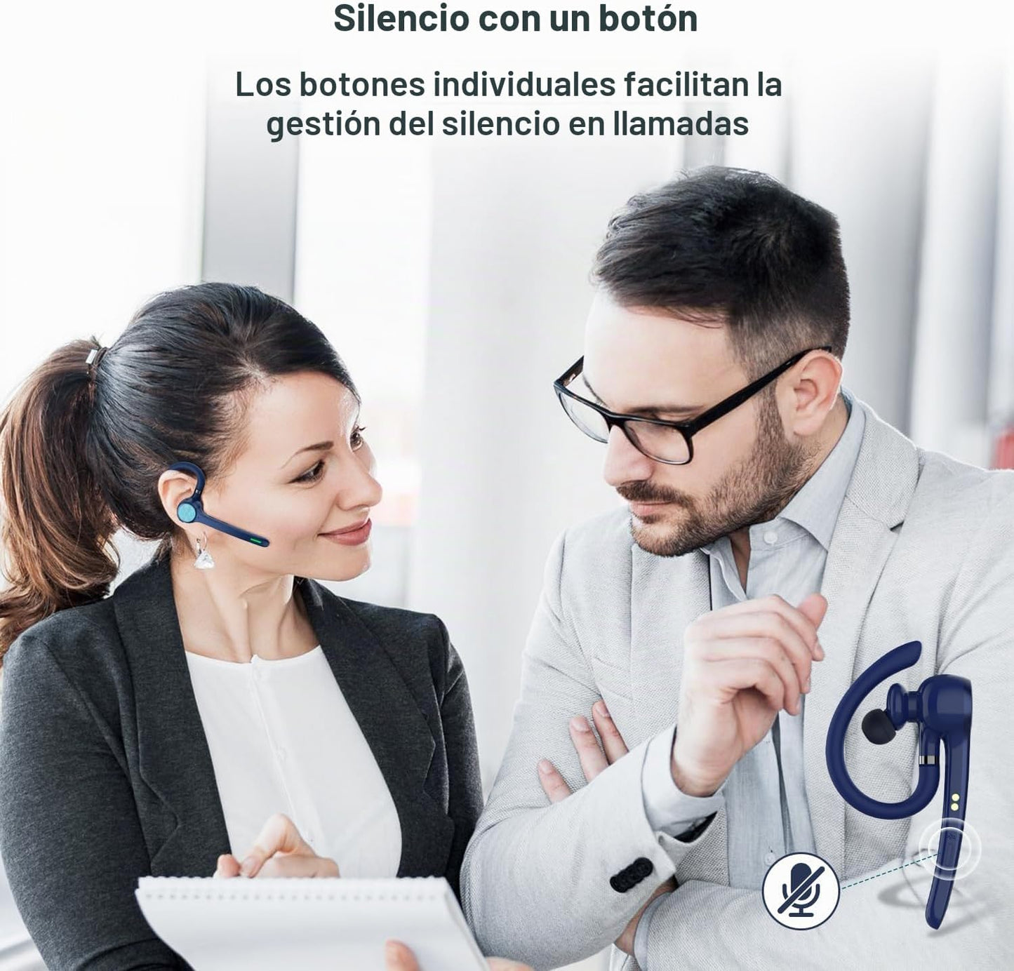 HEIBAS Auriculares Bluetooth, auricular inalámbrico con micrófono p...