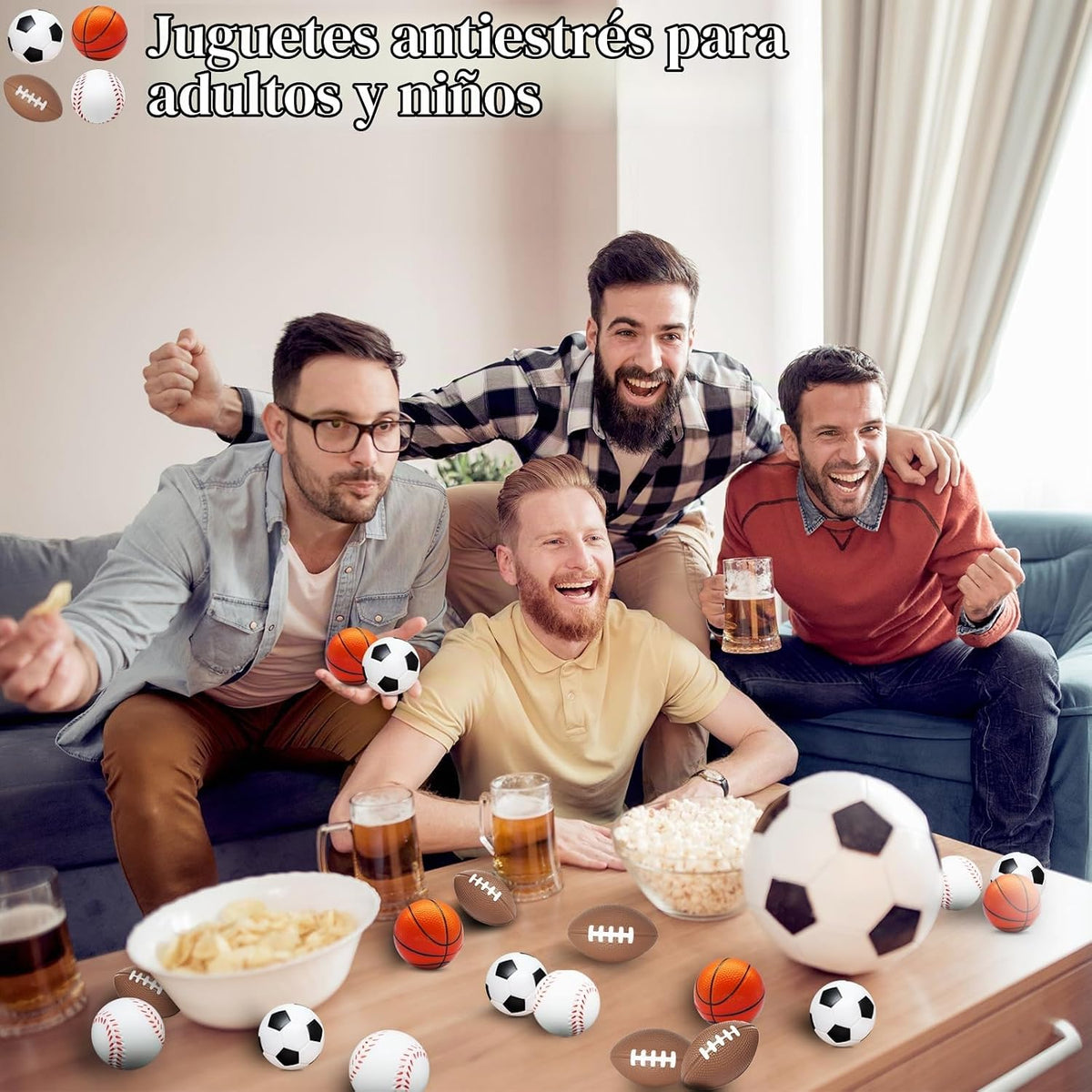 60 pelotas deportivas de estrés para niños, mini pelotas de fútbol,...