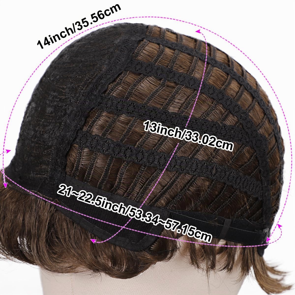 BEAUTY FLAG Peluca marrón para hombre, peluca de pelo sintético mul...