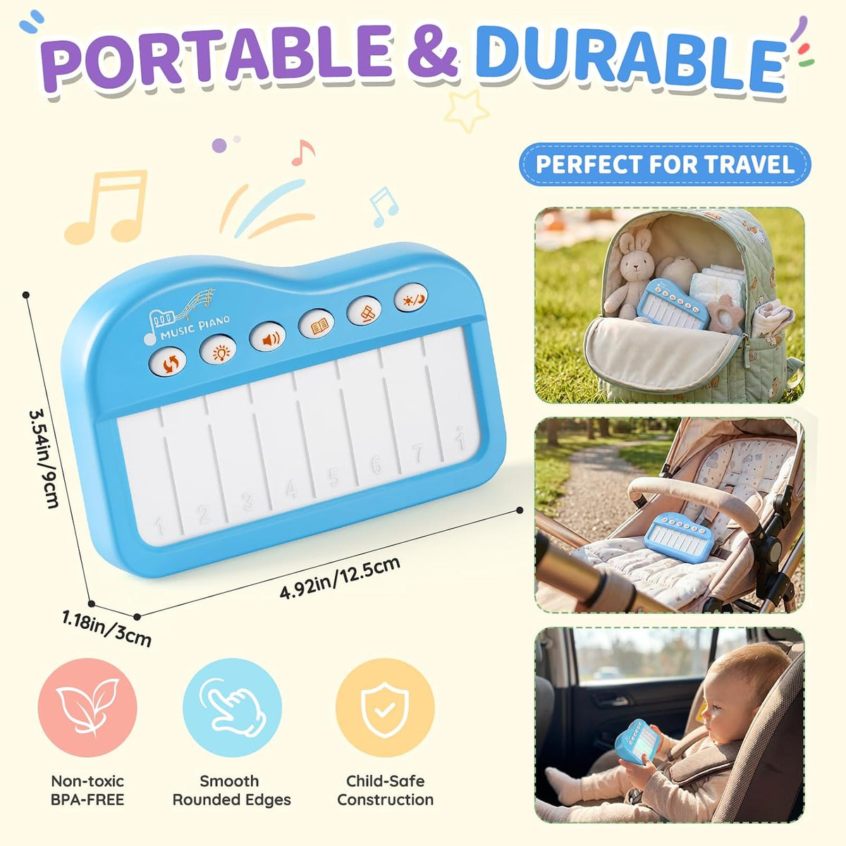 Touch-Play - Piano de juguete para bebé de 6 a 18 meses, juguetes m...