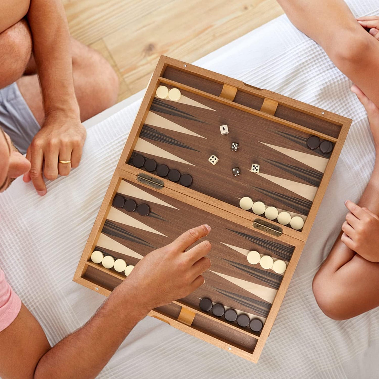 GSE - Juego de tablas de backgammon con incrustaciones de madera pr...