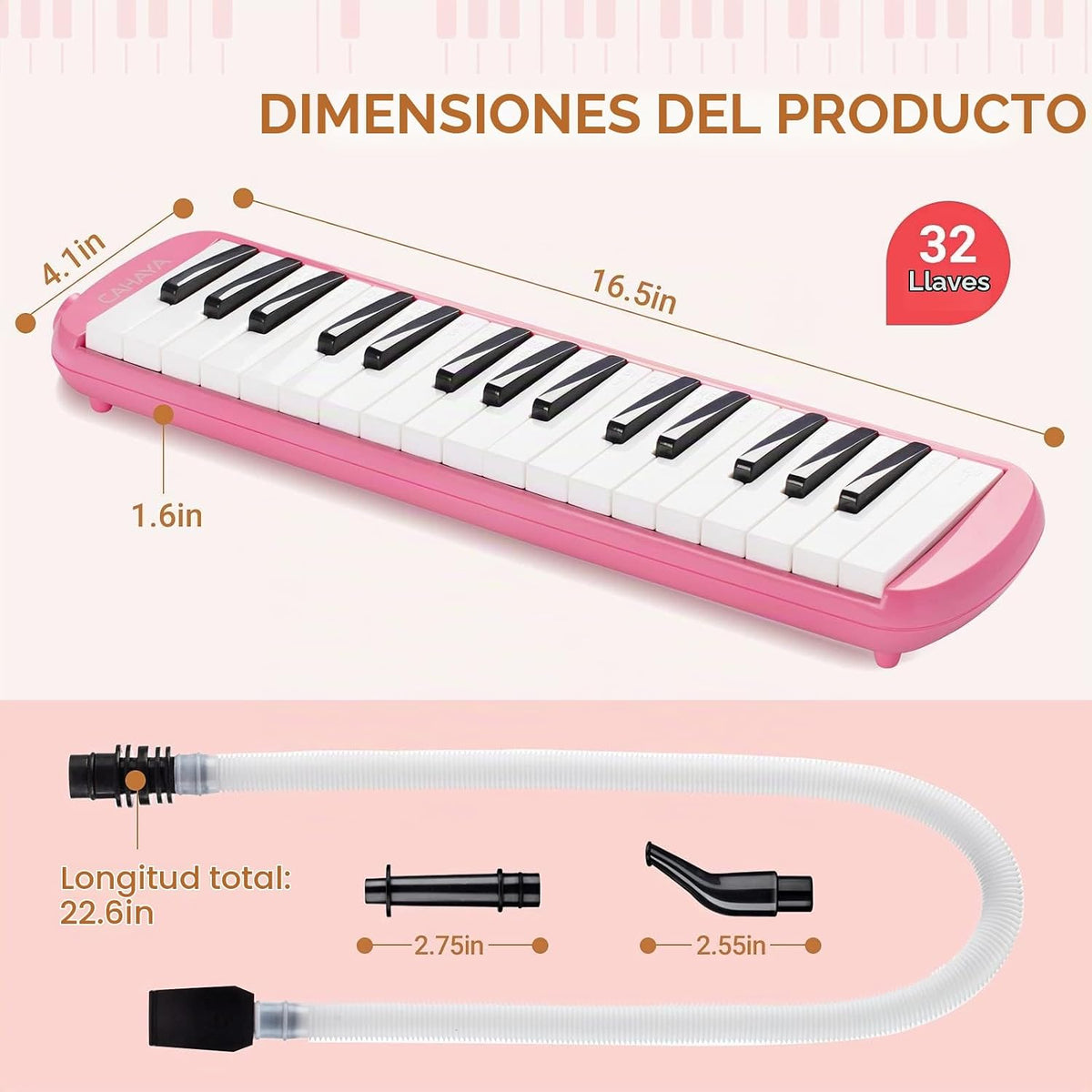 CAHAYA Melodica CY0050-3 - Boquilla de 32 teclas de doble tubo, tec...
