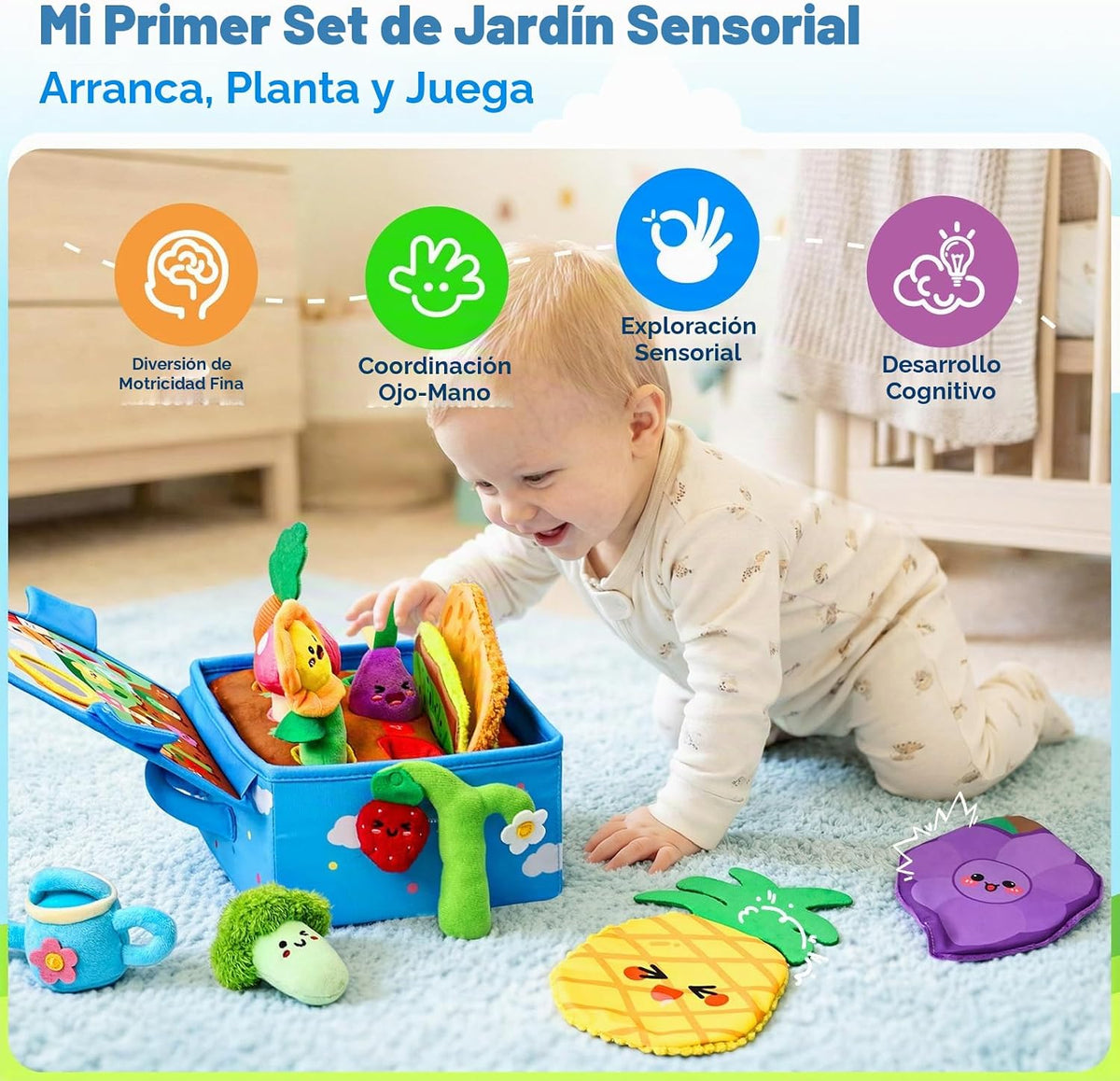 Juguetes para bebés de 6 a 12 meses, Montessori Sensory Garden Plus...