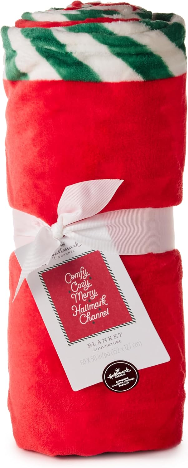 Hallmark Manta de felpa roja de Canal de Navidad (cómoda, acogedora...