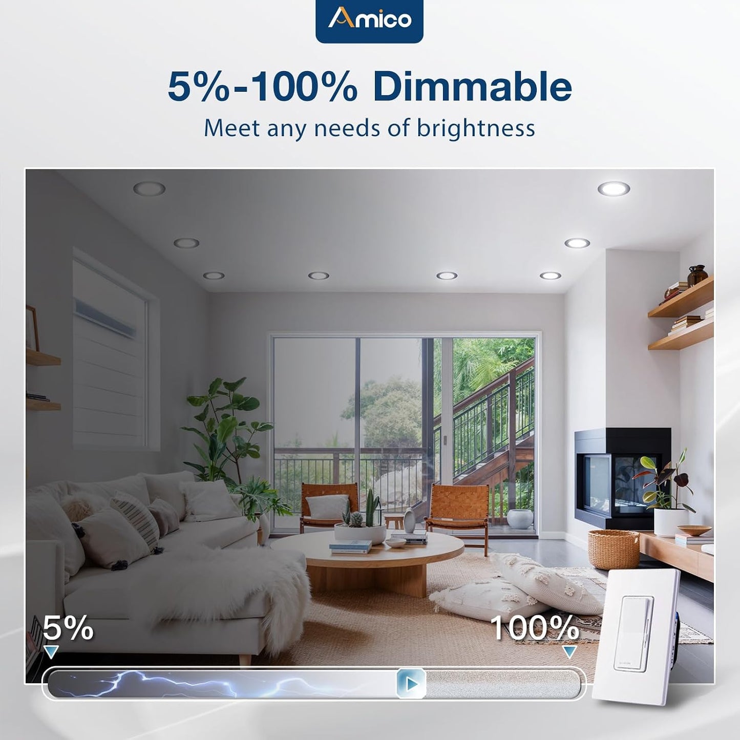Amico Iluminación empotrada de 4 pulgadas, paquete de 12 luces LED...