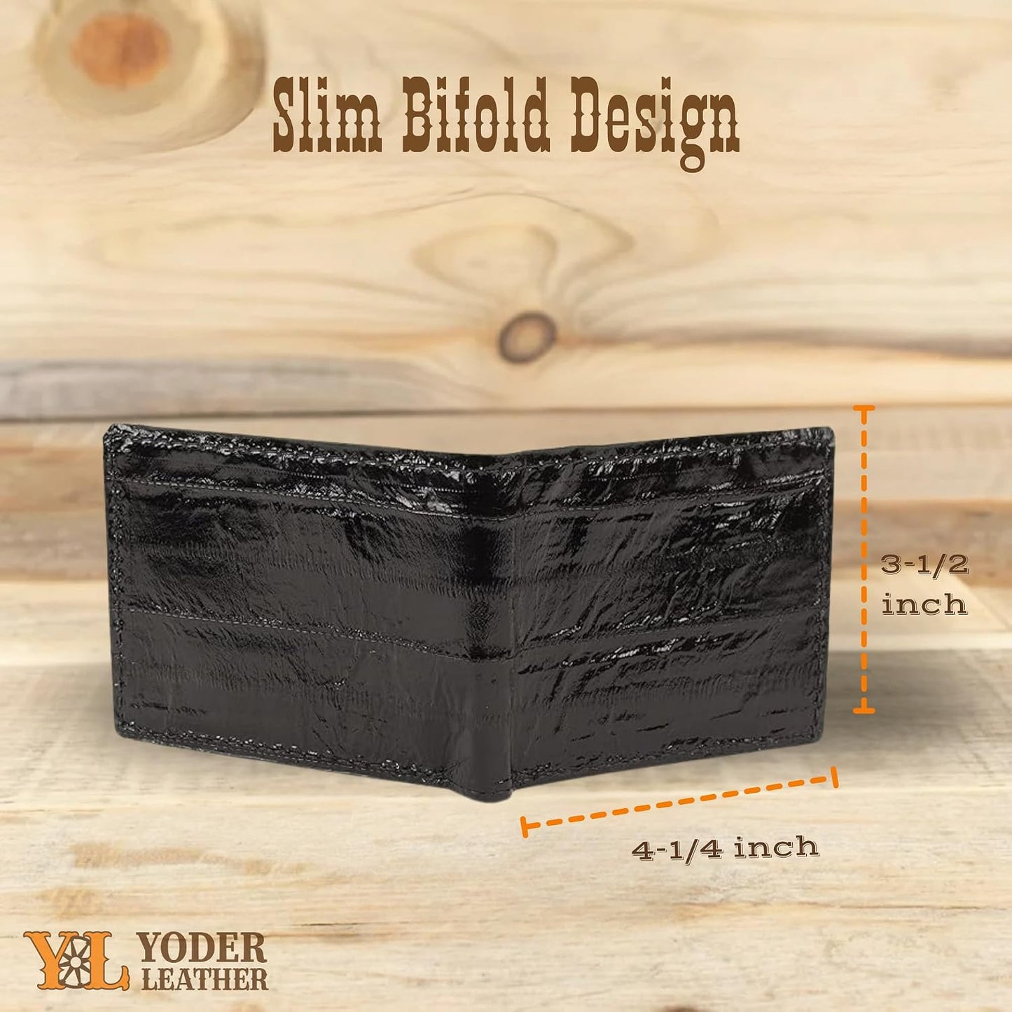 Yoder Leather Company Cartera plegable de piel auténtica de la angu...