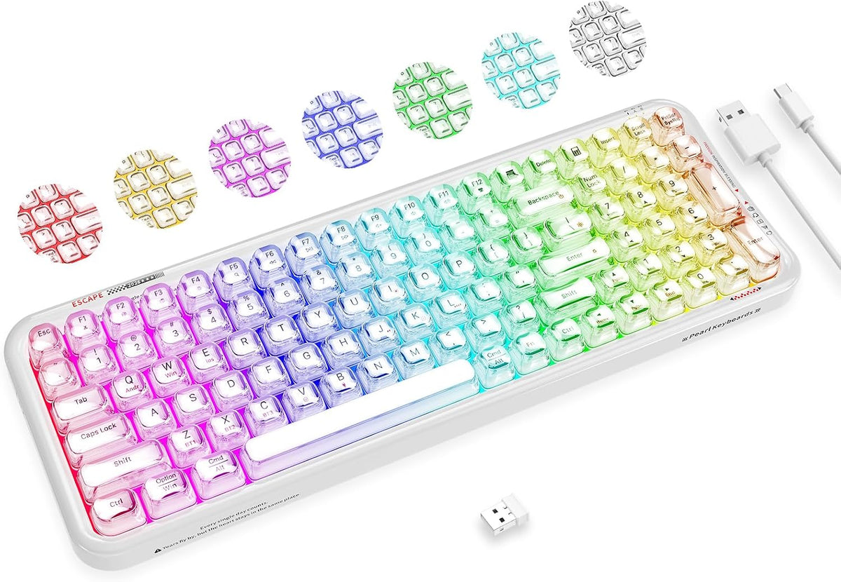 FOPETT Teclado inalámbrico para computadora con retroiluminación RG...