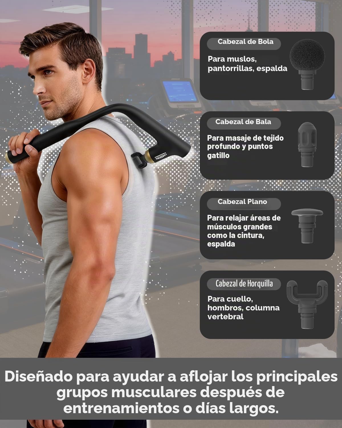 CAREKING WE ALWAYS CARE Pistola de masaje muscular 3 en 1 con mango...