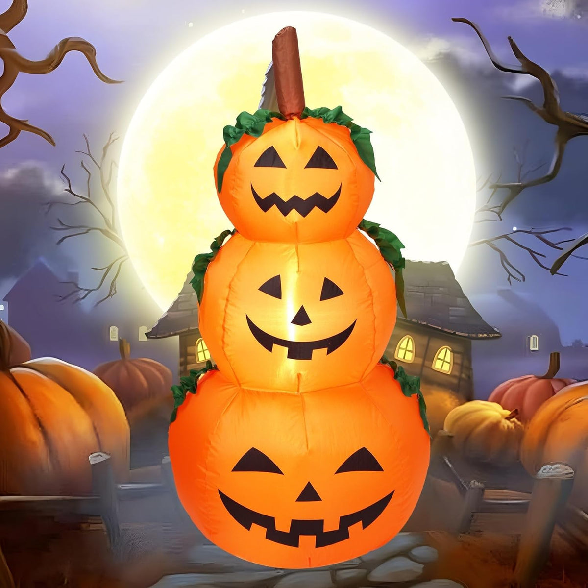 DearSun Calabazas inflables apiladas de Halloween de 6 pies de alto...