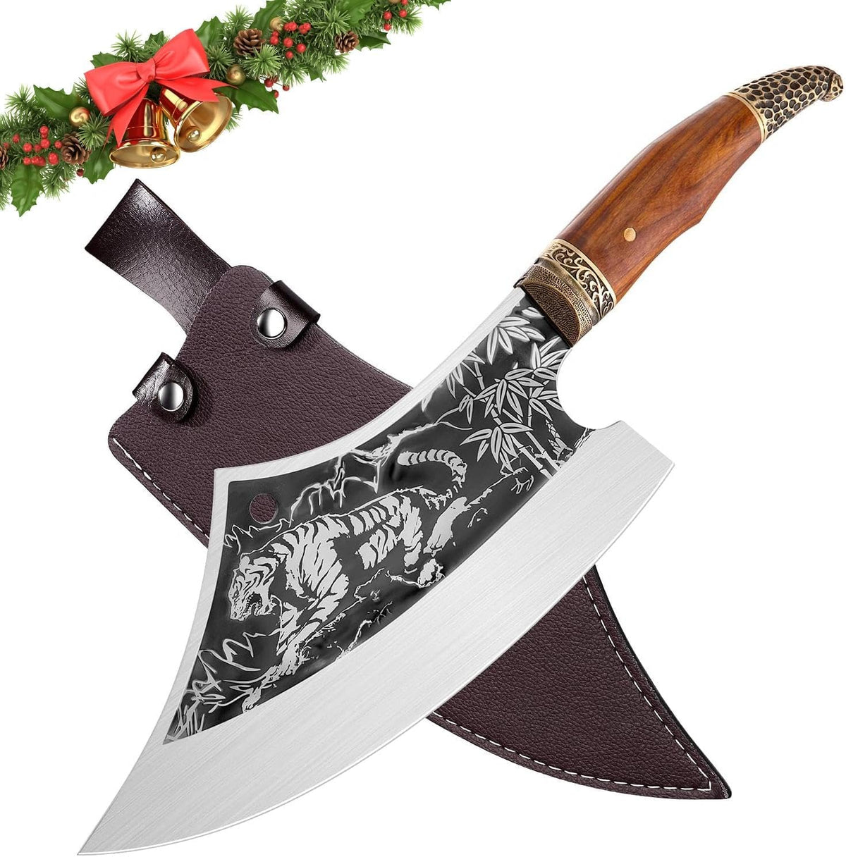 Purple Dragon Cuchillo de carnicero resistente con funda de cuero |...