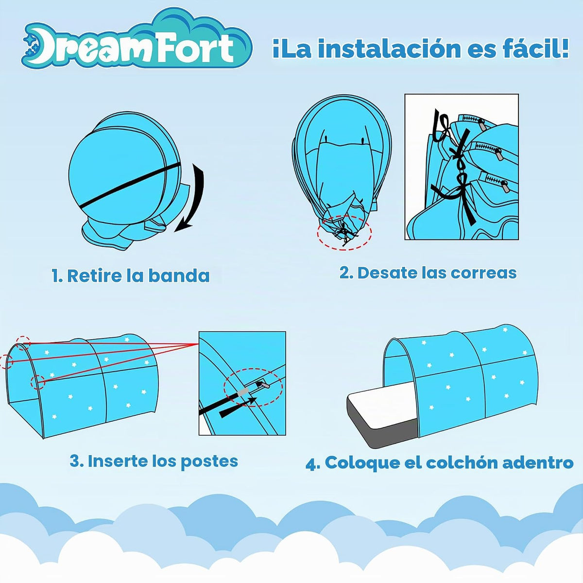 AIR FORT Original DreamFort - Toldo portátil desplegable para cama...
